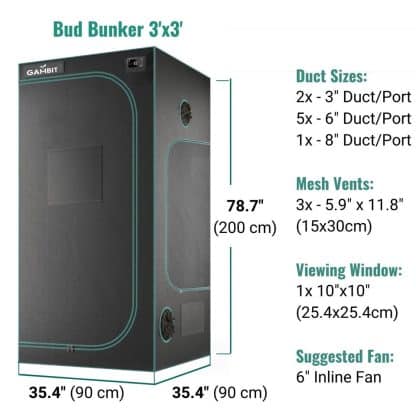 Gambit Bud Bunker 3x3 Grow Tent - Image 2